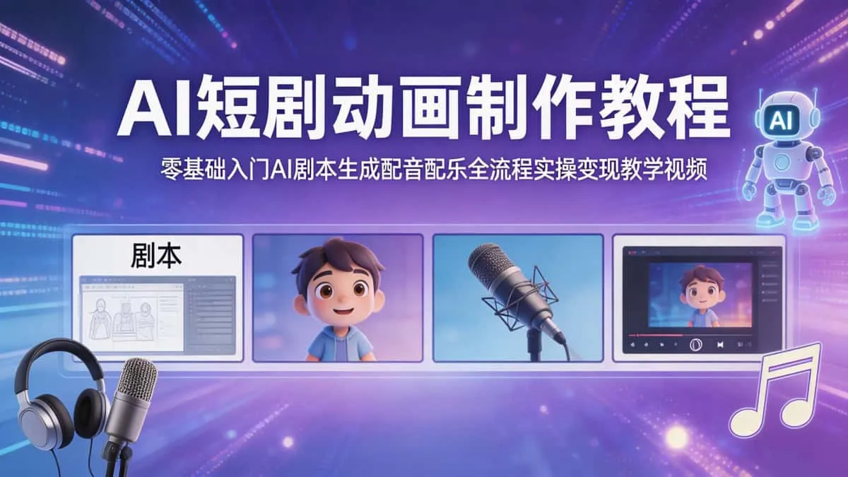 AI短剧动画制作入门｜零基础全流程实操变现课程（全套视频教程）